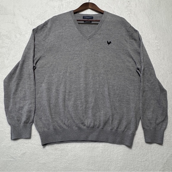 Men’s Fairway & Greene Gray V-Neck Sweater XL Baruffa Italian Merino Wool